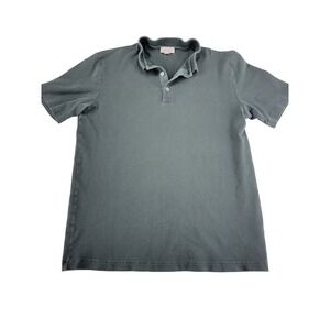 COS Men's Dark Green Textured Polo Shirt Short Sleeve Button Neck Size Small